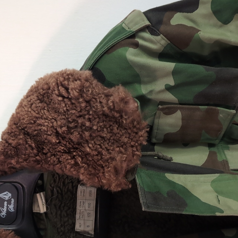 Camouflage Parka Siberian Military Surplus with Wool Fur Collar Russian Costume - Picture 3 of 5